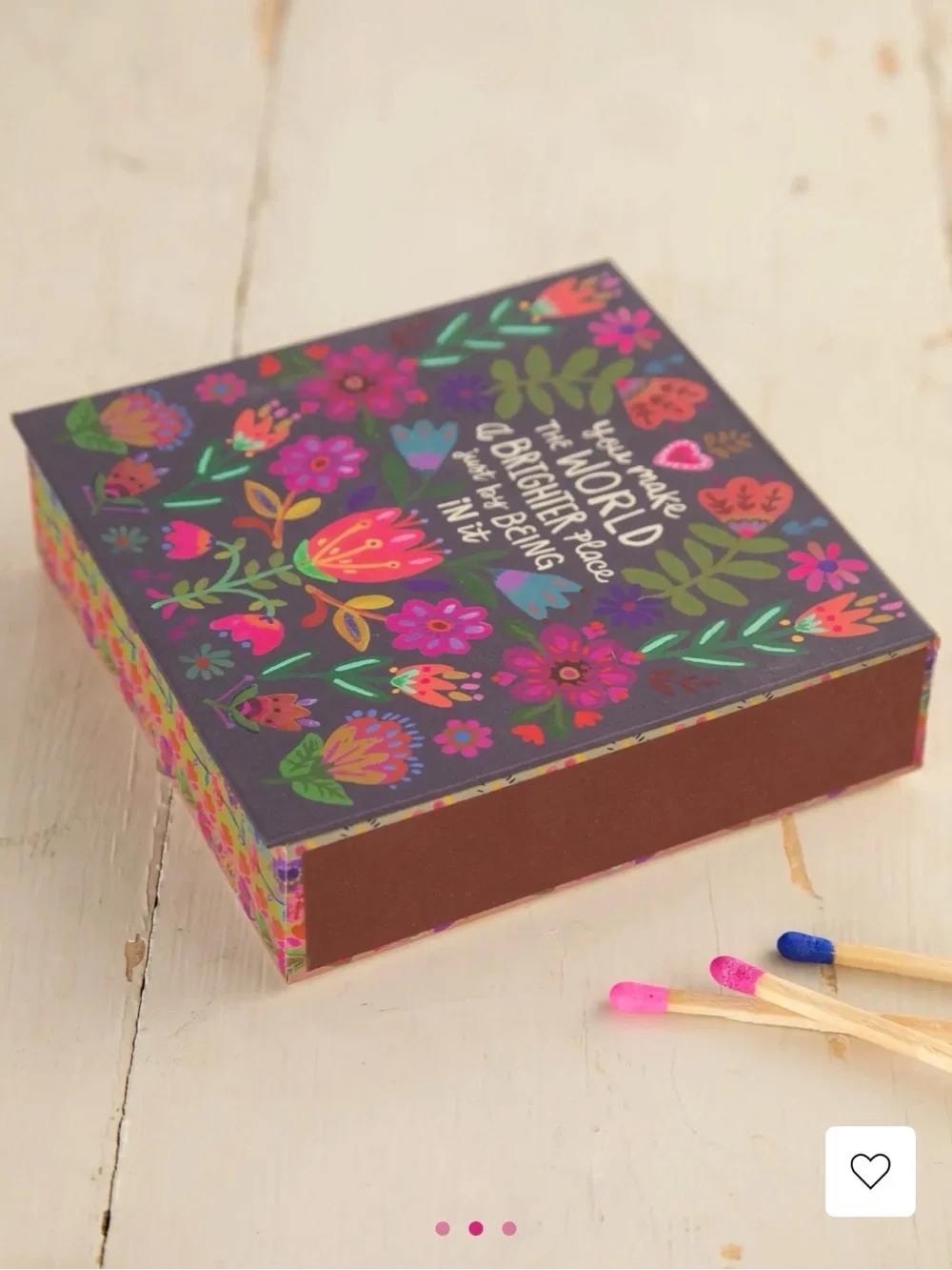NATURAL LIFE Floral Bright Decorative Matchbox - Purple, Pink, Green, Orange